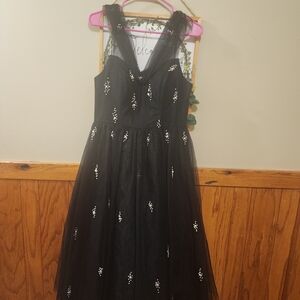 Mac Duggal Black Dress with White Accents
